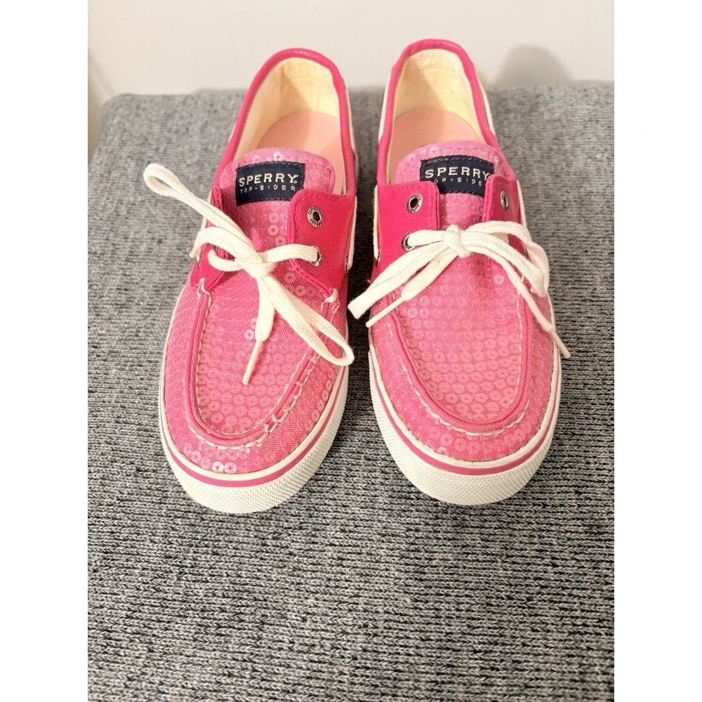 Sperry Top-Sider Boat Shoes Y2K Sequin Embellished Pink Vintage Gem